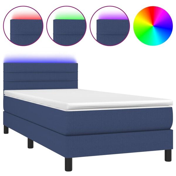 vidaXL &Kappa;&rho;&epsilon;&beta;ά&tau;&iota; Boxspring &mu;&epsilon; &Sigma;&tau;&rho;ώ&mu;&alpha; & LED &Mu;&pi;&lambda;&epsilon; 80x200 &epsilon;&kappa;. &Upsilon;&phi;&alpha;&sigma;&mu;ά&tau;&iota;&nu;&omicron;