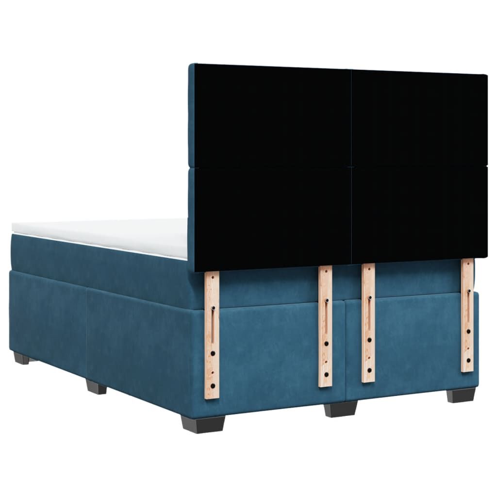 vidaXL Κρεβάτι Boxspring με Στρώμα Μπλε 160x200 εκ. Βελούδινο