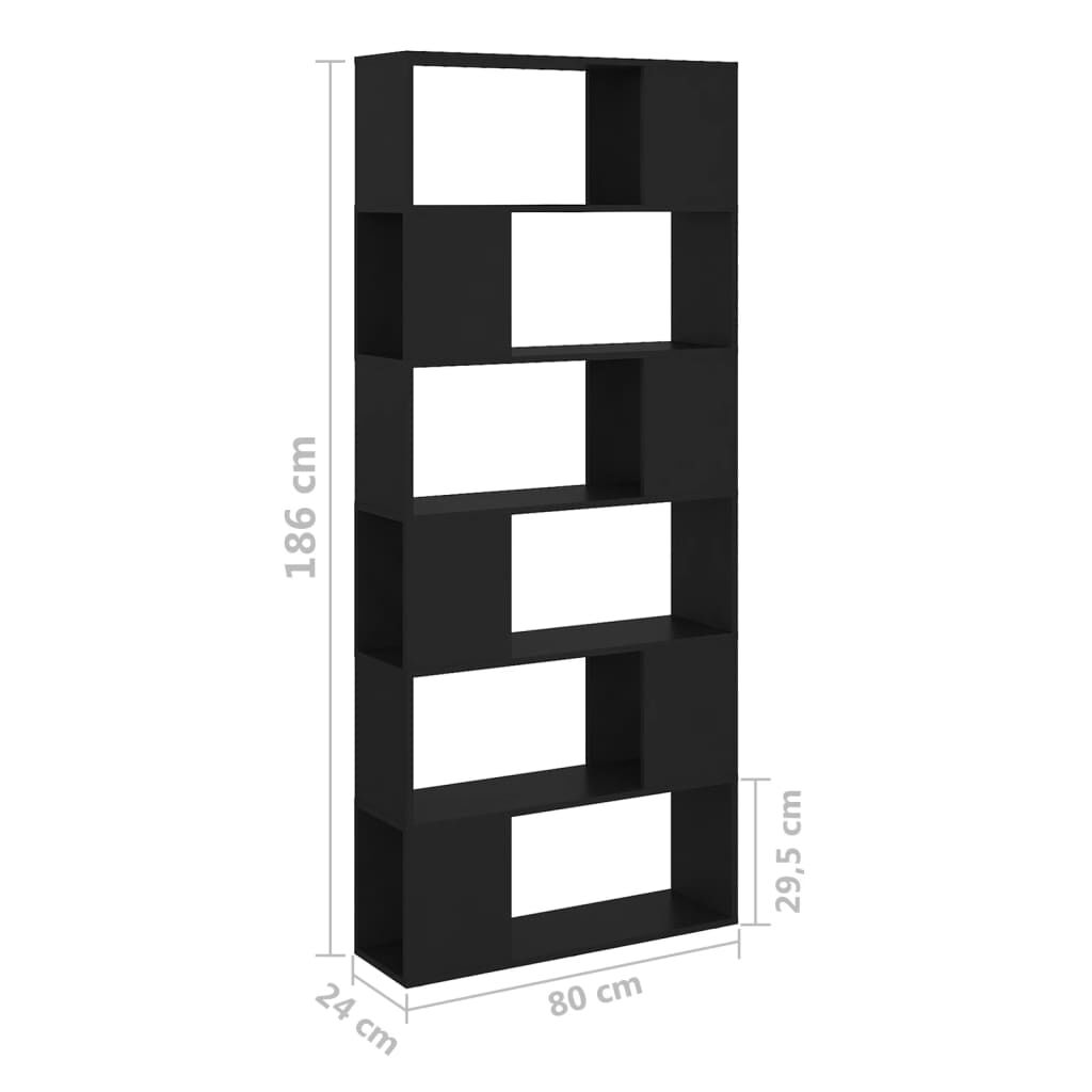 vidaXL Βιβλιοθήκη/Διαχωριστικό Χώρου Μαύρη 80x24x186 εκ. Επεξ. Ξύλο