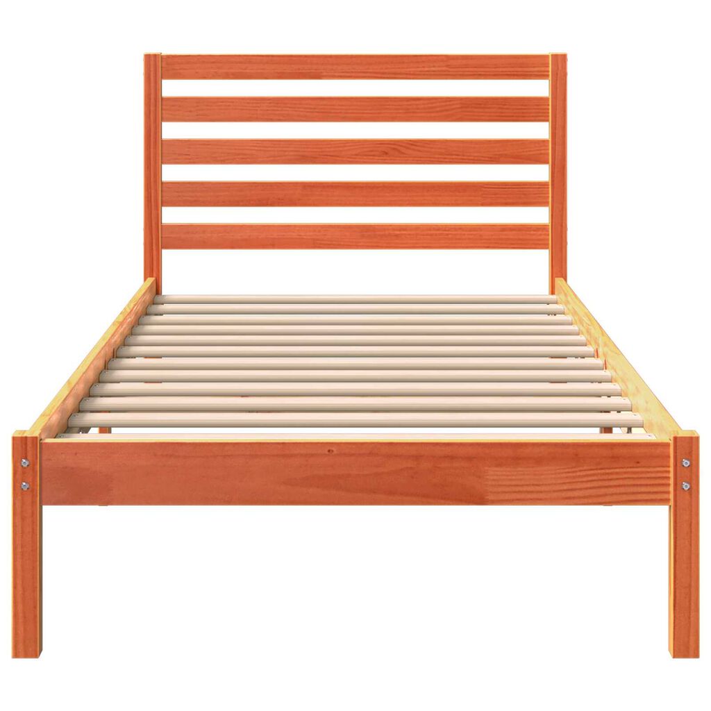 vidaXL Σκελετός Κρεβατιού Καφέ κεριού 90 x 190 cm Συμπαγές ξύλο πεύκου