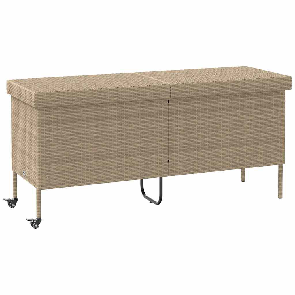 vidaXL Κουτί Αποθήκευσης Κήπου με Ρόδες 160x55x75 εκ. Συνθετικό Ρατάν