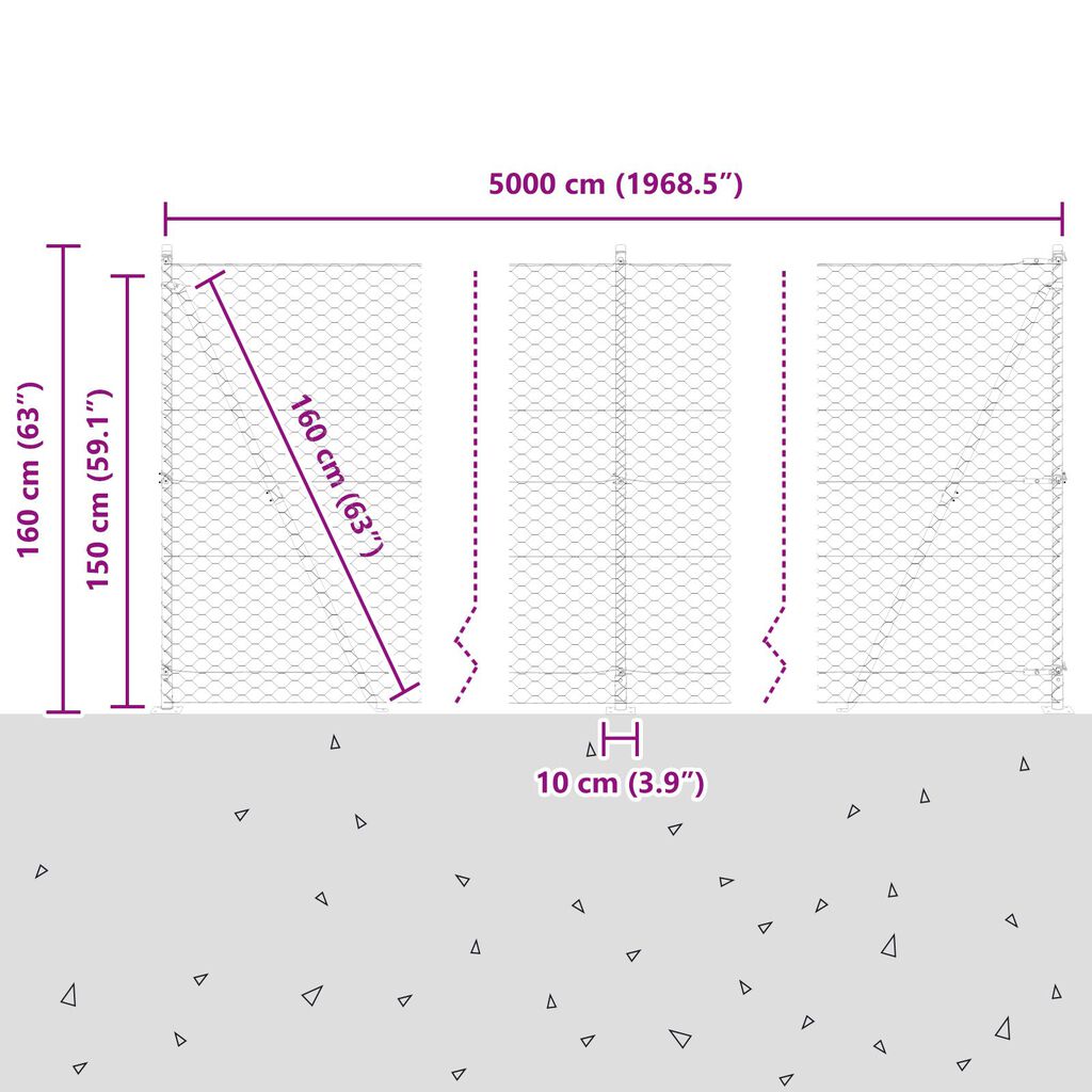 vidaXL Εξαγωνικός Φράκτης Πράσινος 1,5x50 m Μετάλλου