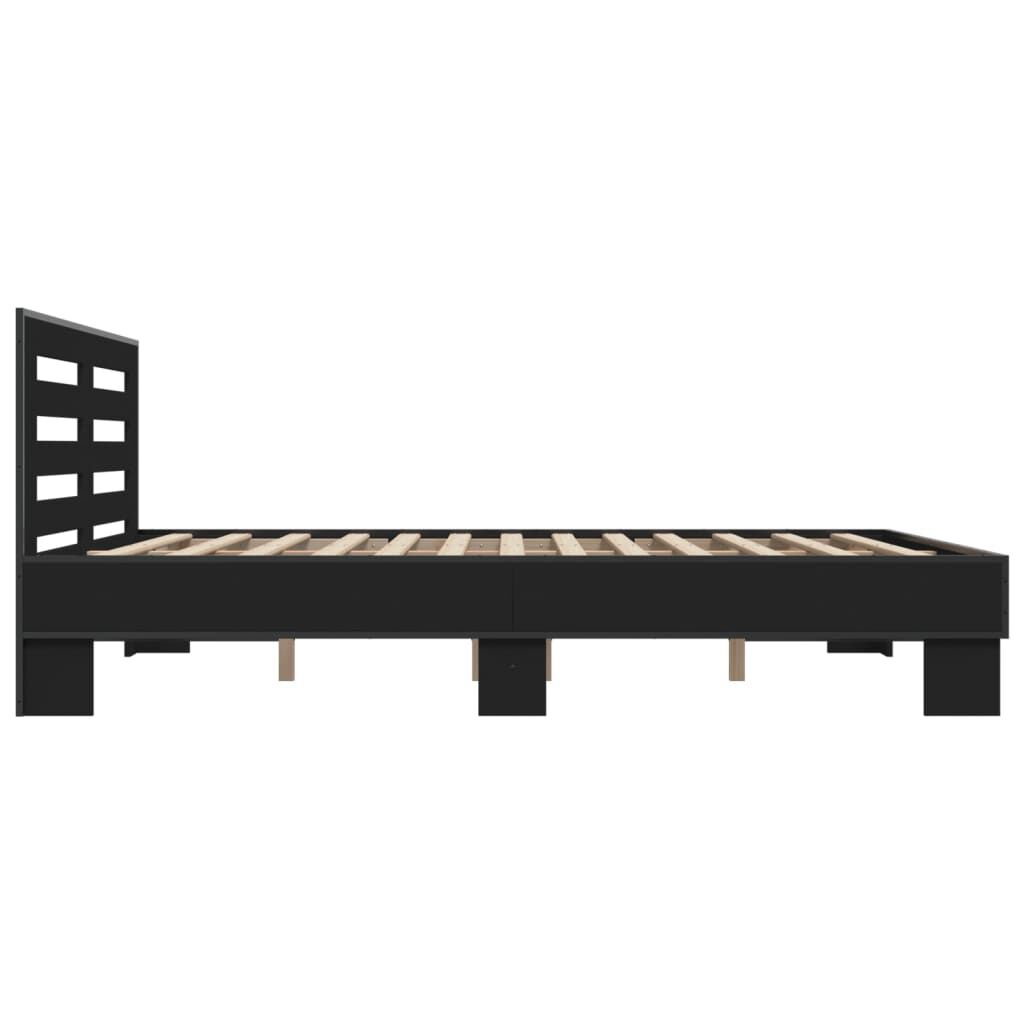 vidaXL Πλαίσιο Κρεβατιού Μαύρο 160x200 εκ. Επεξ. Ξύλο & Μέταλλο