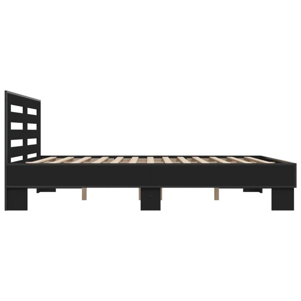 vidaXL Πλαίσιο Κρεβατιού Μαύρο 160x200 εκ. Επεξ. Ξύλο & Μέταλλο