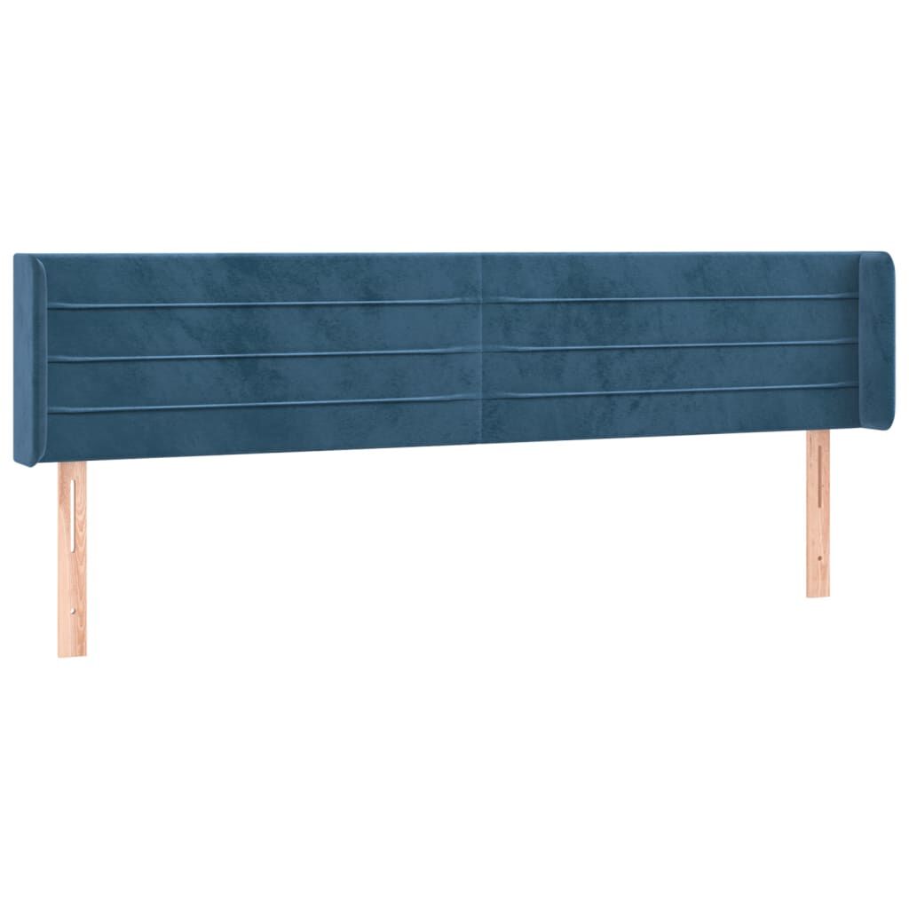 vidaXL Κεφαλάρι με Πτερύγια Σκούρο Μπλε 183x16x78/88 εκ. Βελούδινο