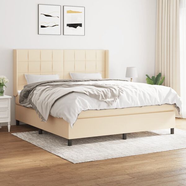 vidaXL &Kappa;&rho;&epsilon;&beta;ά&tau;&iota; Boxspring &mu;&epsilon; &Sigma;&tau;&rho;ώ&mu;&alpha; &Kappa;&rho;&epsilon;&mu; 180x200 &epsilon;&kappa;. &Upsilon;&phi;&alpha;&sigma;&mu;ά&tau;&iota;&nu;&omicron;