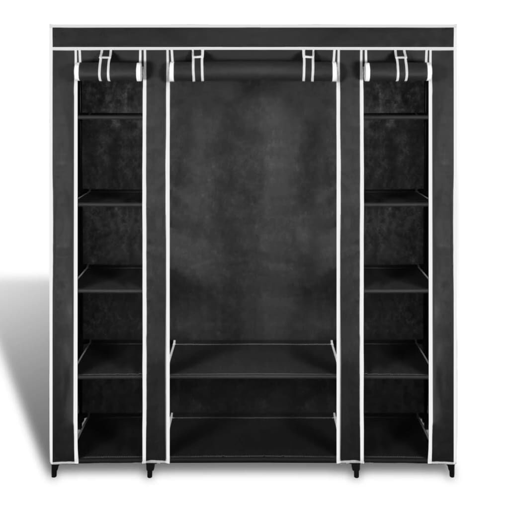 vidaXL Ντουλάπα με Ράφια / Σωλήνες Μαύρη 45 x 150 x 176 εκ. Υφασμάτινη