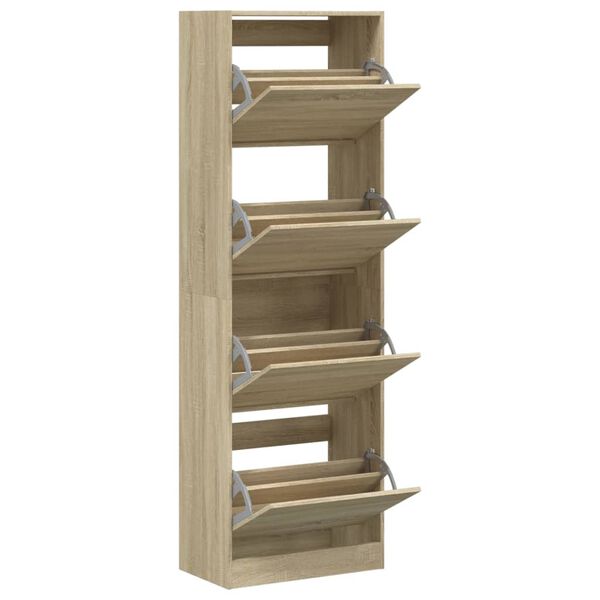 vidaXL Παπουτσοθήκη με 4 Ανακλ. Συρτάρια Sonoma Δρυς 60x34x187,5 εκ.