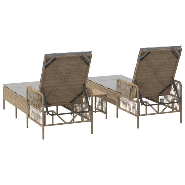 vidaXL Ξαπλώστρα 2-πρόσωπο 2 pcs Μπεζ 35 x 35 x 32 εκ. συνθετικό ρατάν
