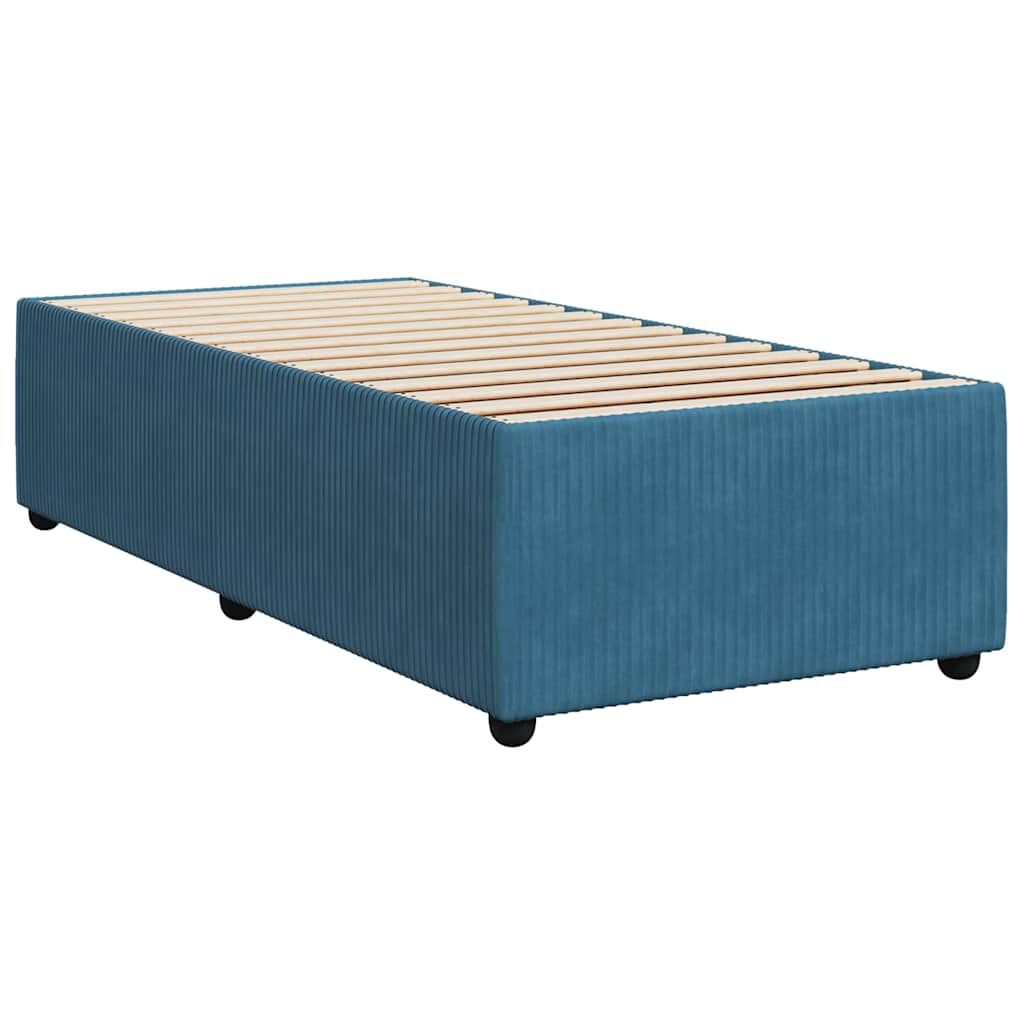 vidaXL Κρεβάτι Boxspring με Στρώμα Μπλε 100x200 εκ. Βελούδινο