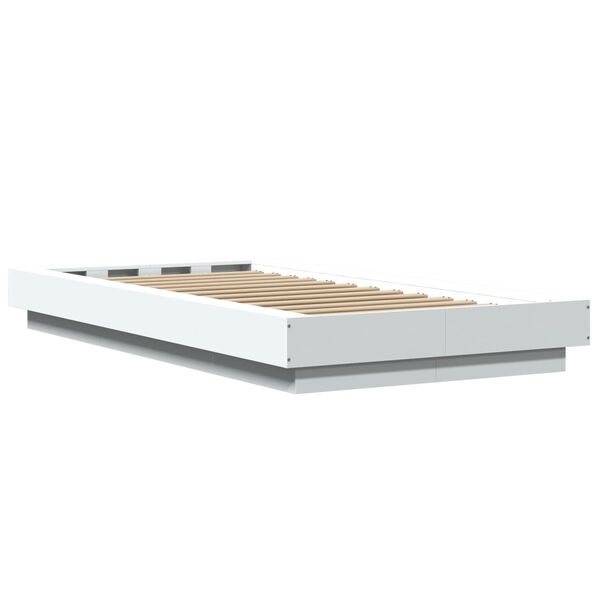 vidaXL Πλαίσιο Κρεβατιού με LED Λευκό 90 x 200 εκ. Επεξεργ. Ξύλο