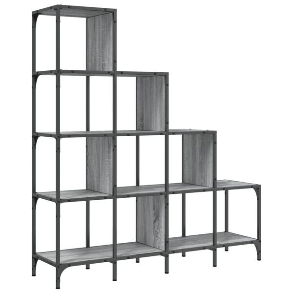 vidaXL Βιβλιοθήκη Γκρι Sonoma 122x30x132 εκ. Επεξεργ. Ξύλο & Μέταλλο