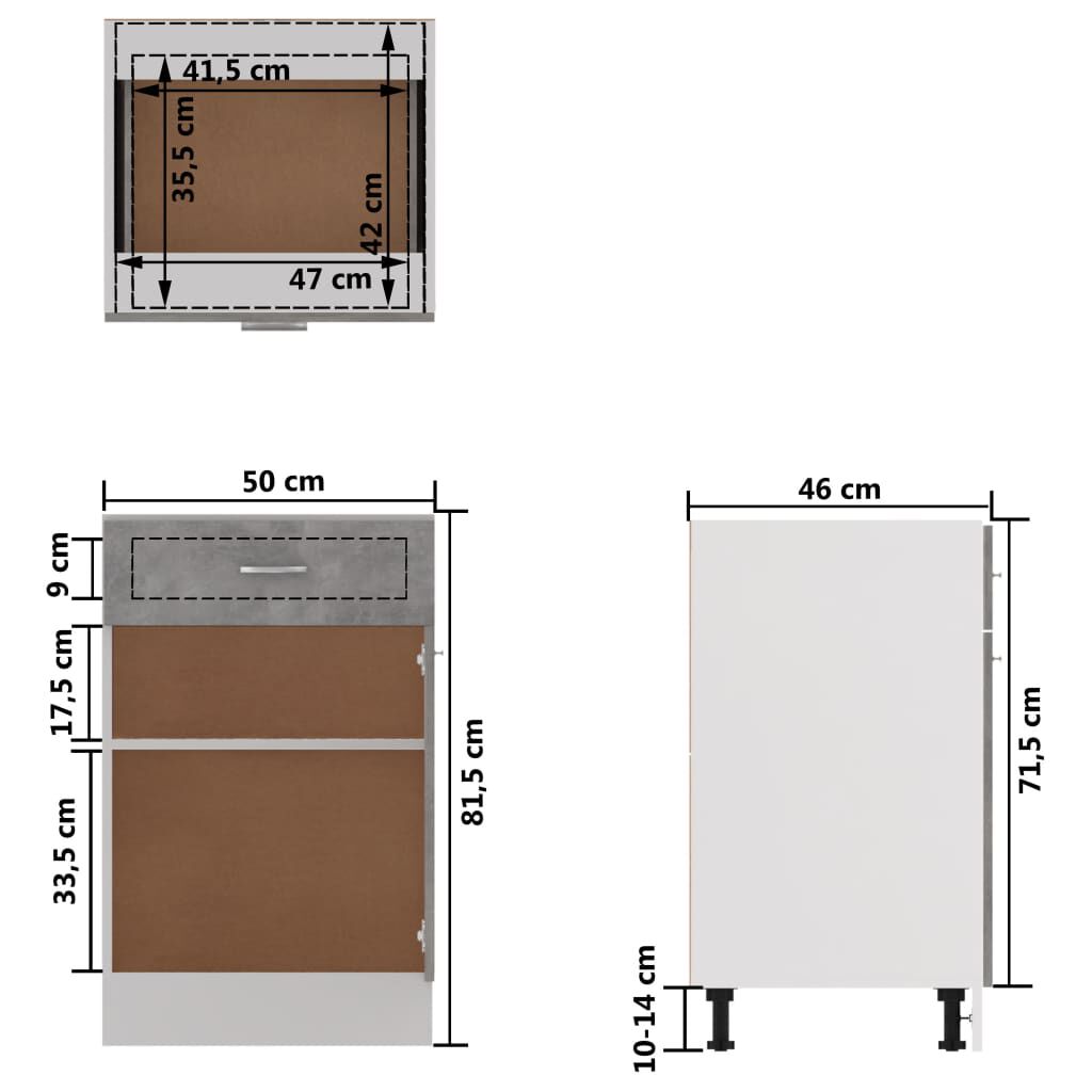 vidaXL Ντουλάπι με Συρτάρι Lyon Γκρι Σκυροδέματος 50x46x81,5 εκ