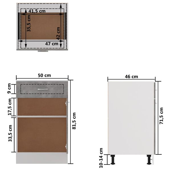 vidaXL Ντουλάπι με Συρτάρι Lyon Γκρι Σκυροδέματος 50x46x81,5 εκ