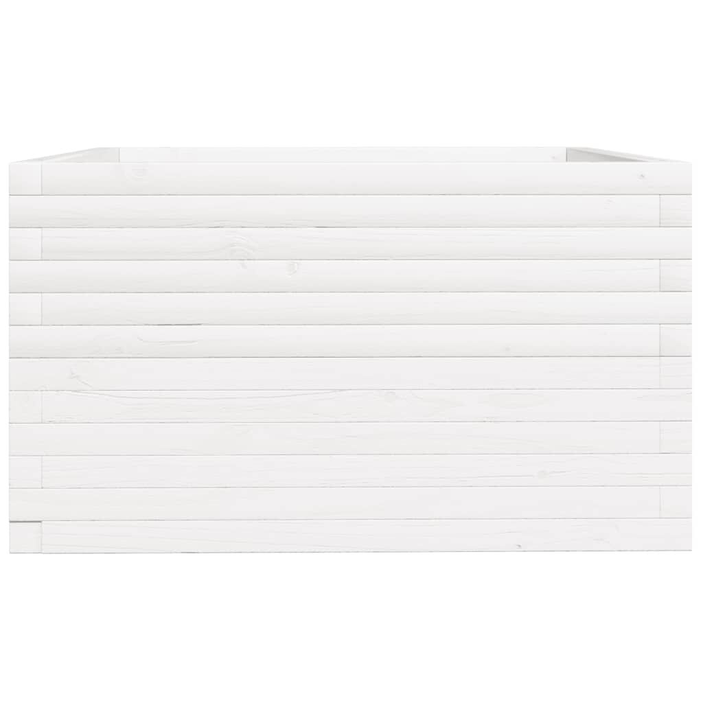 vidaXL Ζαρντινιέρα Κήπου Λευκή 80x80x49,5 εκ. από Μασίφ Ξύλο Πεύκου