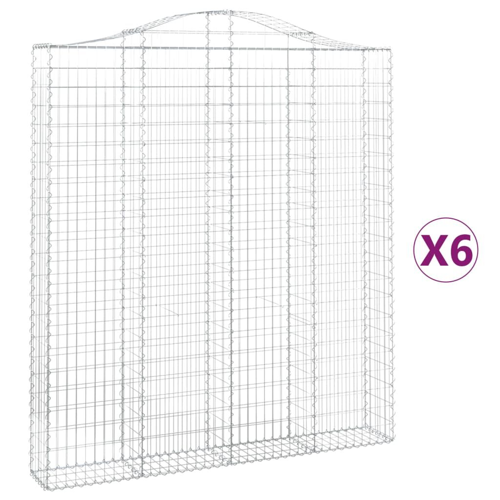 vidaXL Συρματοκιβώτια Τοξωτά 6 τεμ. 200x30x220/240 εκ. Γαλβαν. Ατσάλι