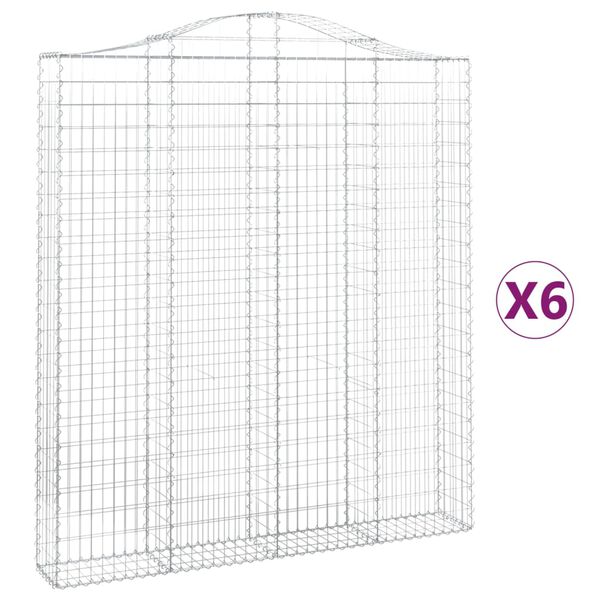 vidaXL Συρματοκιβώτια Τοξωτά 6 τεμ. 200x30x220/240 εκ. Γαλβαν. Ατσάλι