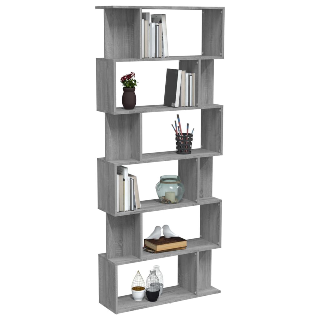 vidaXL Βιβλιοθήκη/Διαχωρ. Χώρου Γκρι Sonoma 80x24x192 εκ Επεξεργ. Ξύλο