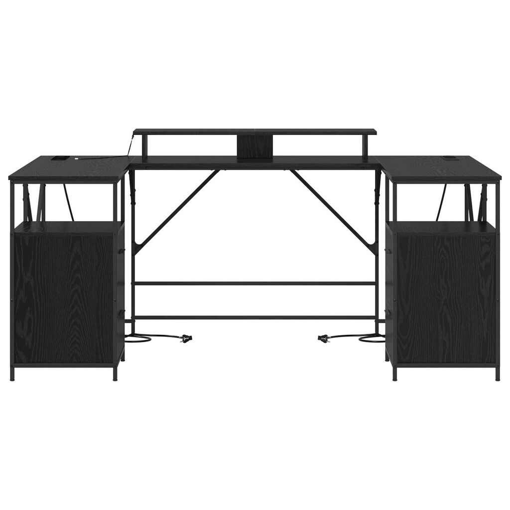 vidaXL Γραφείο Μαύρη Δρυς 182 x 101 x 87.5 εκ. Επεξεργασμένο ξύλο