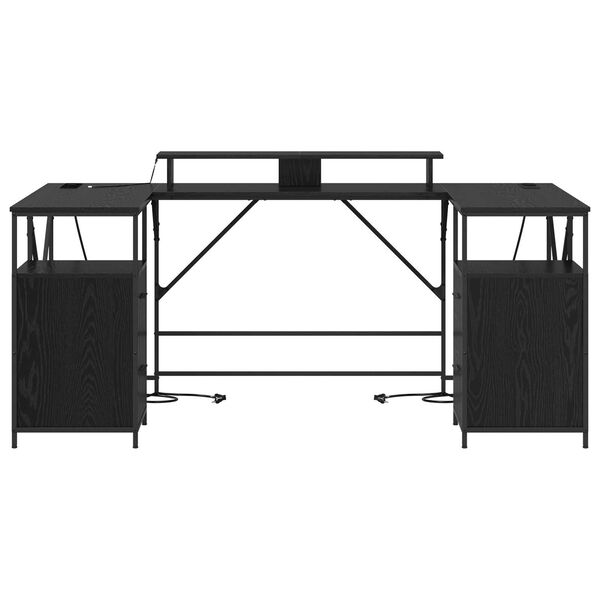 vidaXL Γραφείο Μαύρη Δρυς 182 x 101 x 87.5 εκ. Επεξεργασμένο ξύλο