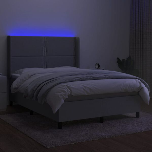 vidaXL &Kappa;&rho;&epsilon;&beta;ά&tau;&iota; Boxspring &mu;&epsilon; &Sigma;&tau;&rho;ώ&mu;&alpha; & LED &Alpha;&nu;.&Gamma;&kappa;&rho;&iota; 140x190&epsilon;&kappa;. &Upsilon;&phi;&alpha;&sigma;&mu;ά&tau;&iota;&nu;&omicron;