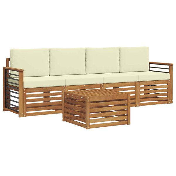 vidaXL &Sigma;&epsilon;&tau; &Kappa;&alpha;&nu;&alpha;&pi;έ 5 pcs &Phi;&upsilon;&sigma;&iota;&kappa;ό &kappa;&alpha;&iota; &Kappa;&rho;έ&mu;&alpha; &Sigma;&tau;&epsilon;&rho;&epsilon;ό &Xi;ύ&lambda;&omicron; &Alpha;&kappa;&alpha;&kappa;ί&alpha;&sigmaf;