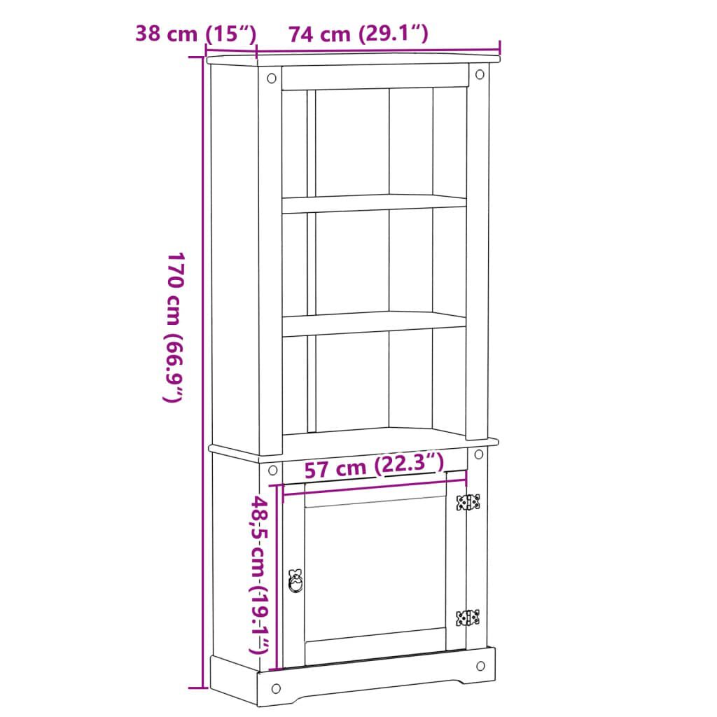 vidaXL Ντουλάπι Corona 74 x 38 x 170 εκ. από Μασίφ Ξύλο Πεύκου