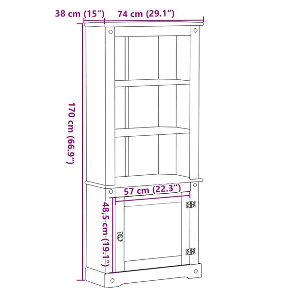 vidaXL Ντουλάπι Corona 74 x 38 x 170 εκ. από Μασίφ Ξύλο Πεύκου