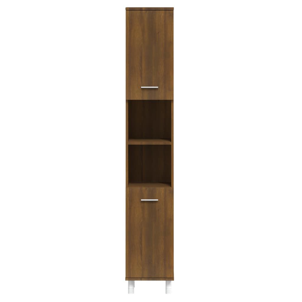 vidaXL Ντουλάπι Μπάνιου Καφέ Δρυς 30x30x179 εκ. Επεξεργασμένο Ξύλο