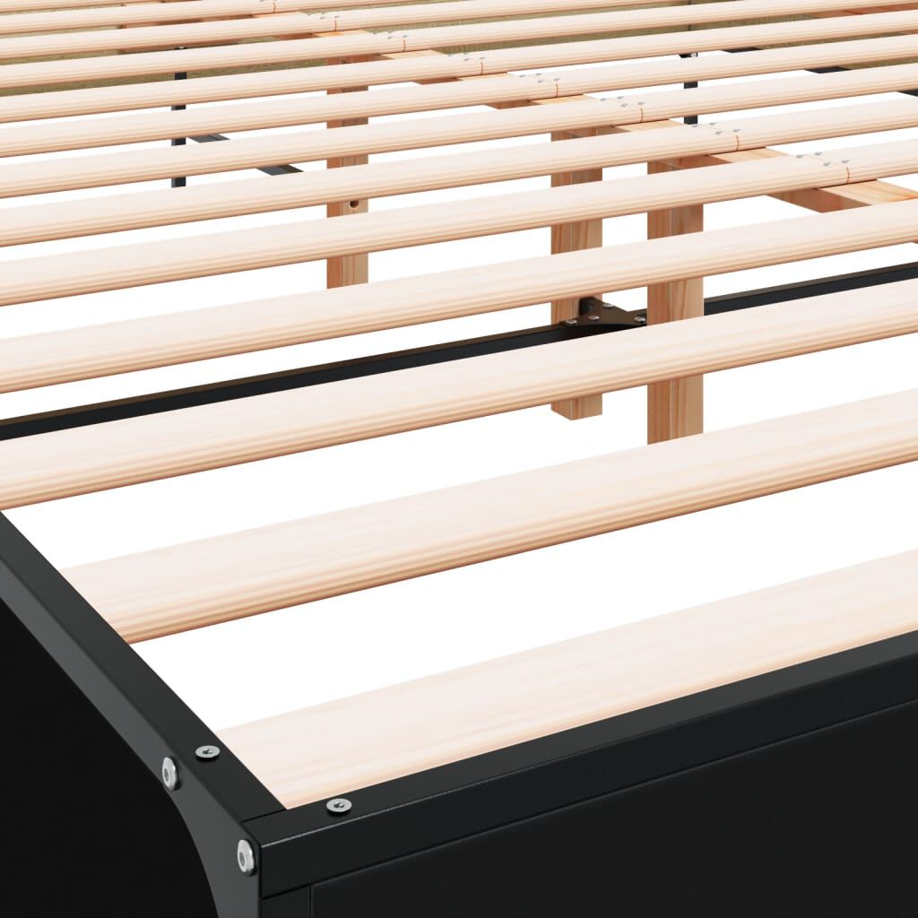 vidaXL Πλαίσιο Κρεβατιού Μαύρο 160x200 εκ. Επεξ. Ξύλο & Μέταλλο