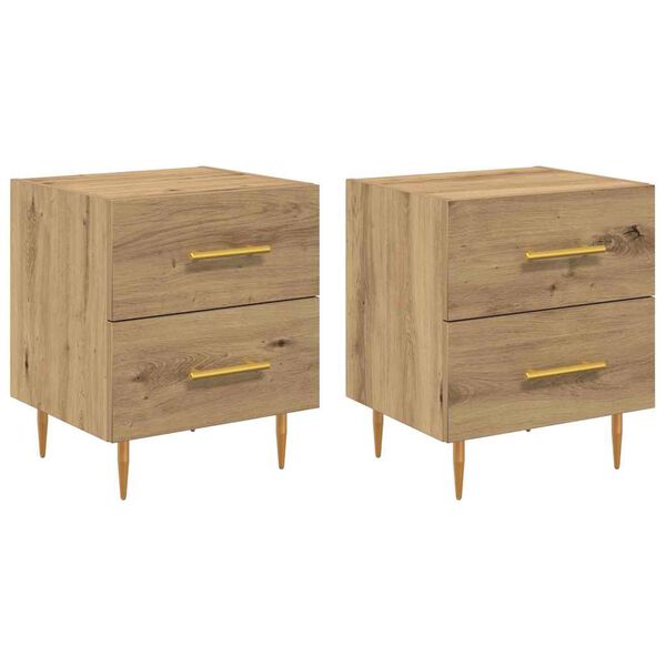 vidaXL &Kappa;&omicron;&mu;&omicron;&delta;ί&nu;&omicron; 2 pcs Artisan Oak 40 x 35 x 47,5 &epsilon;&kappa; &Epsilon;&pi;&epsilon;&xi;&epsilon;&rho;&gamma;&alpha;&sigma;&mu;έ&nu;&omicron; &xi;ύ&lambda;&omicron;