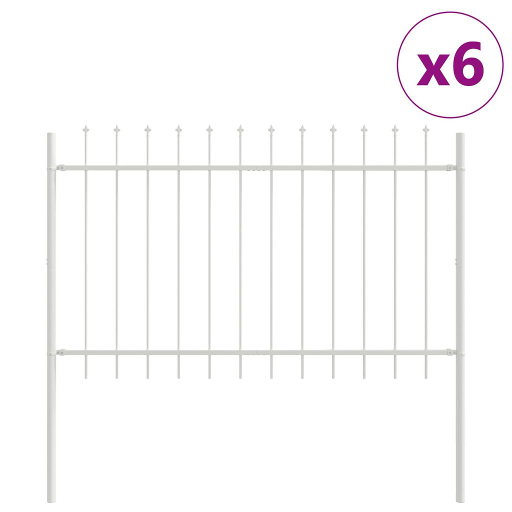 vidaXL Φράχτης Κήπου με Στηρίγματα Λευκό 10,2x1,2 μ Χάλυβας