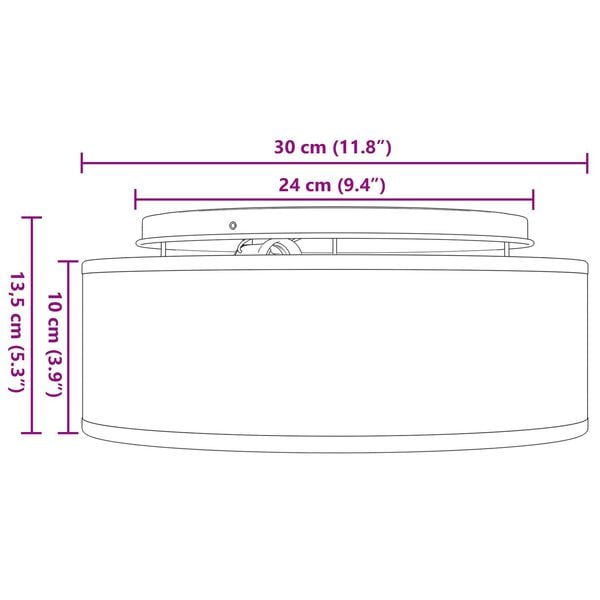 vidaXL Λάμπα Οροφής Γκρι 30 x 13.5 εκ. ύφασμα