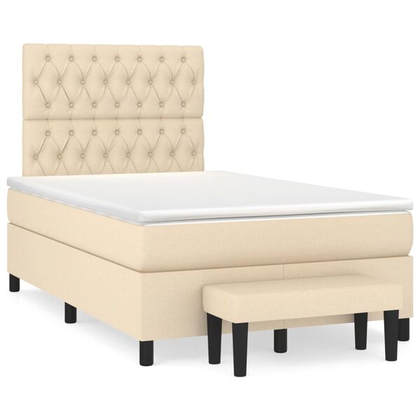 vidaXL &Kappa;&rho;&epsilon;&beta;ά&tau;&iota; Boxspring &mu;&epsilon; &Sigma;&tau;&rho;ώ&mu;&alpha; &Kappa;&rho;&epsilon;&mu; 120x200 &epsilon;&kappa;. &Upsilon;&phi;&alpha;&sigma;&mu;ά&tau;&iota;&nu;&omicron;