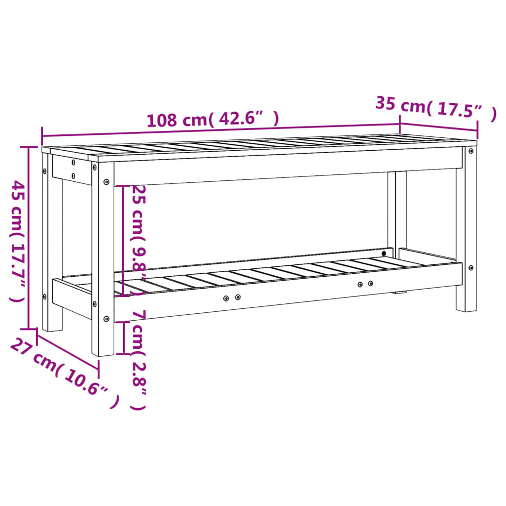 vidaXL Παγκάκι Κήπου 108 x 35 x 45 εκ. από Εμποτισμένο Ξύλο Πεύκου
