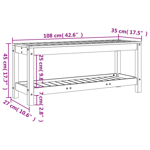 vidaXL Παγκάκι Κήπου 108 x 35 x 45 εκ. από Εμποτισμένο Ξύλο Πεύκου