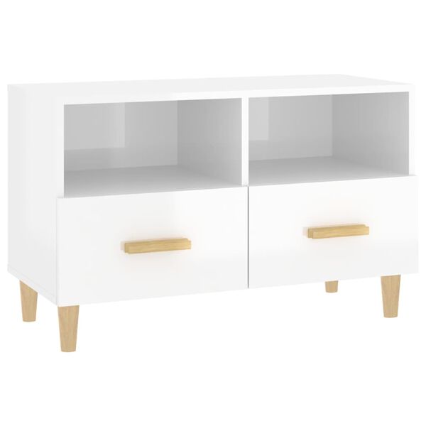 vidaXL Έπιπλο Τηλεόρασης Γυαλ. Λευκό 80x36x50 εκ. Επεξεργασμένο Ξύλο