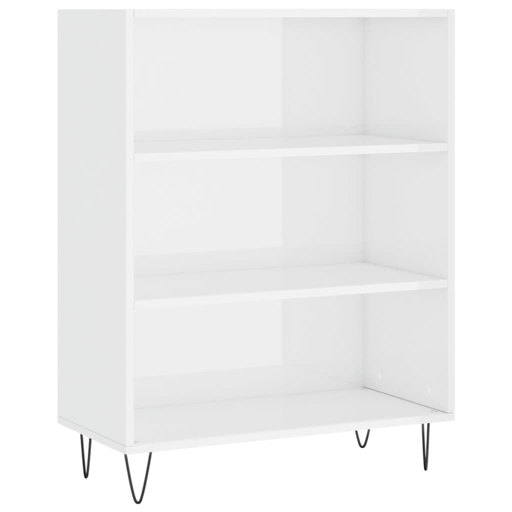 vidaXL Βιβλιοθήκη Γυαλιστερό Λευκό 69,5x32,5x90 εκ. Επεξεργασμένο Ξύλο