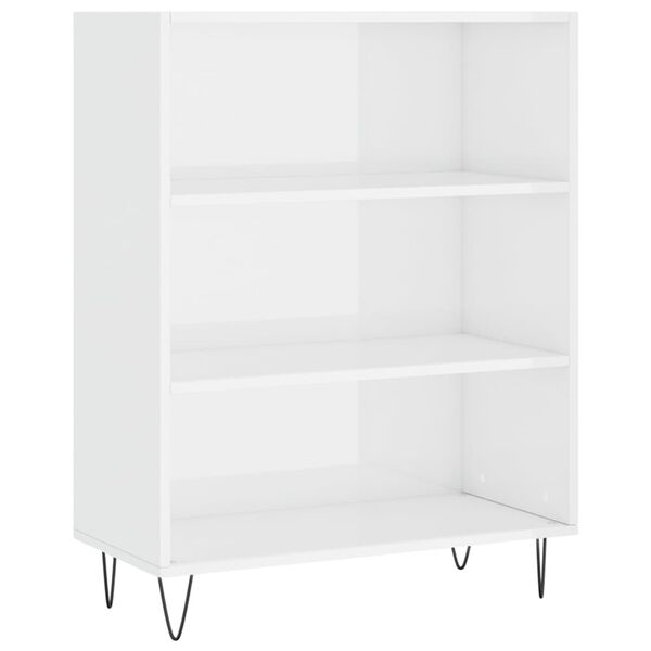 vidaXL Βιβλιοθήκη Γυαλιστερό Λευκό 69,5x32,5x90 εκ. Επεξεργασμένο Ξύλο