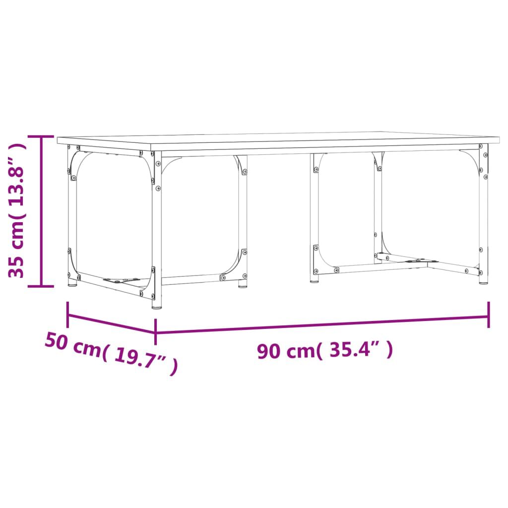 vidaXL Τραπεζάκι Σαλονιού Καπνιστή Δρυς 90x50x35 εκ. Επεξεργασμ. Ξύλο