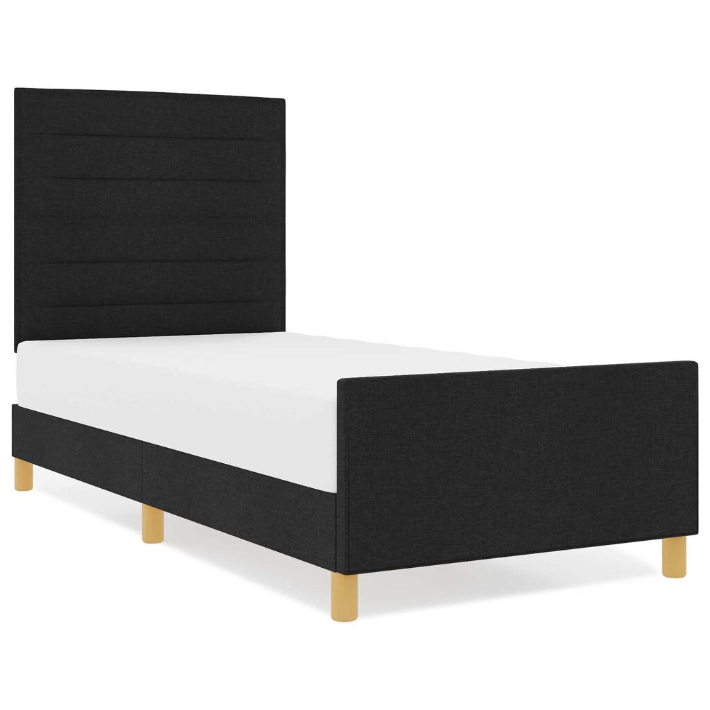 vidaXL Σκελετός Κρεβατιού με κεφαλάρι Μαύρο 100 x 200 cm ύφασμα