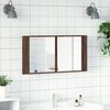 vidaXL Ντουλάπι Μπάνιου Καθρέφτη & LED Καφέ Δρυς 90x12x45εκ Ακρυλικό