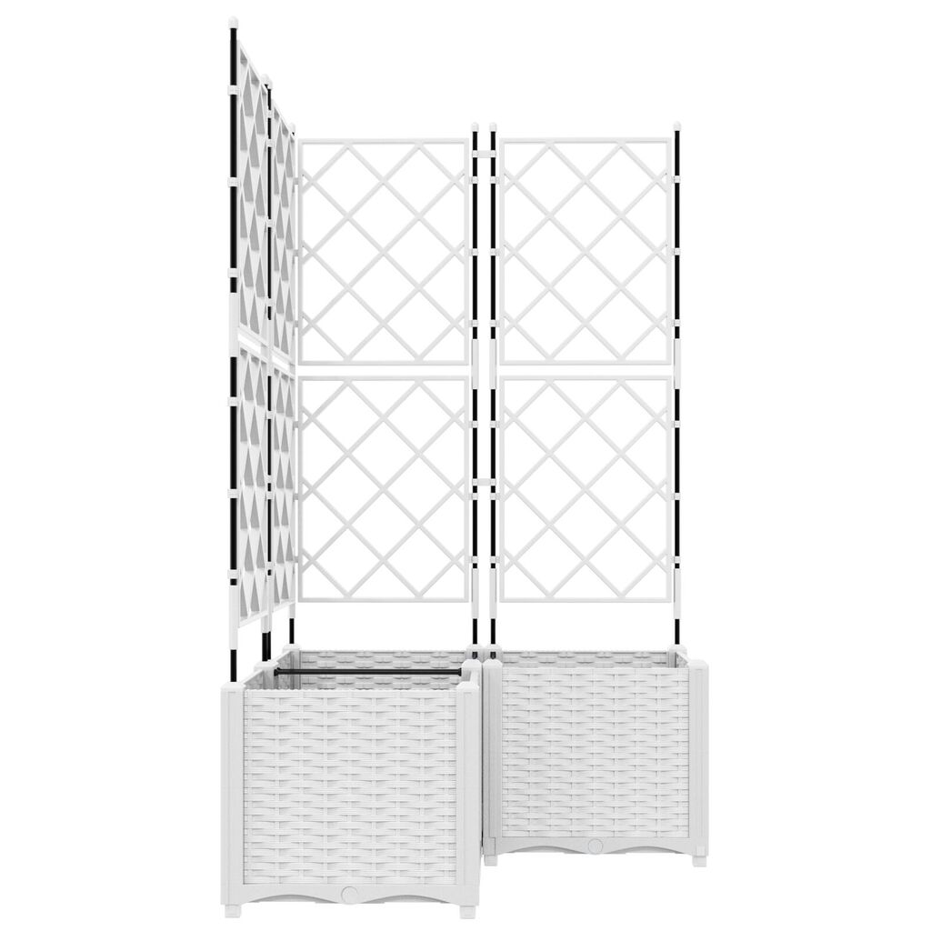 vidaXL Γλάστρα Κήπου με Πλέγμα 3 τεμ Λευκή 80x80x143 εκ