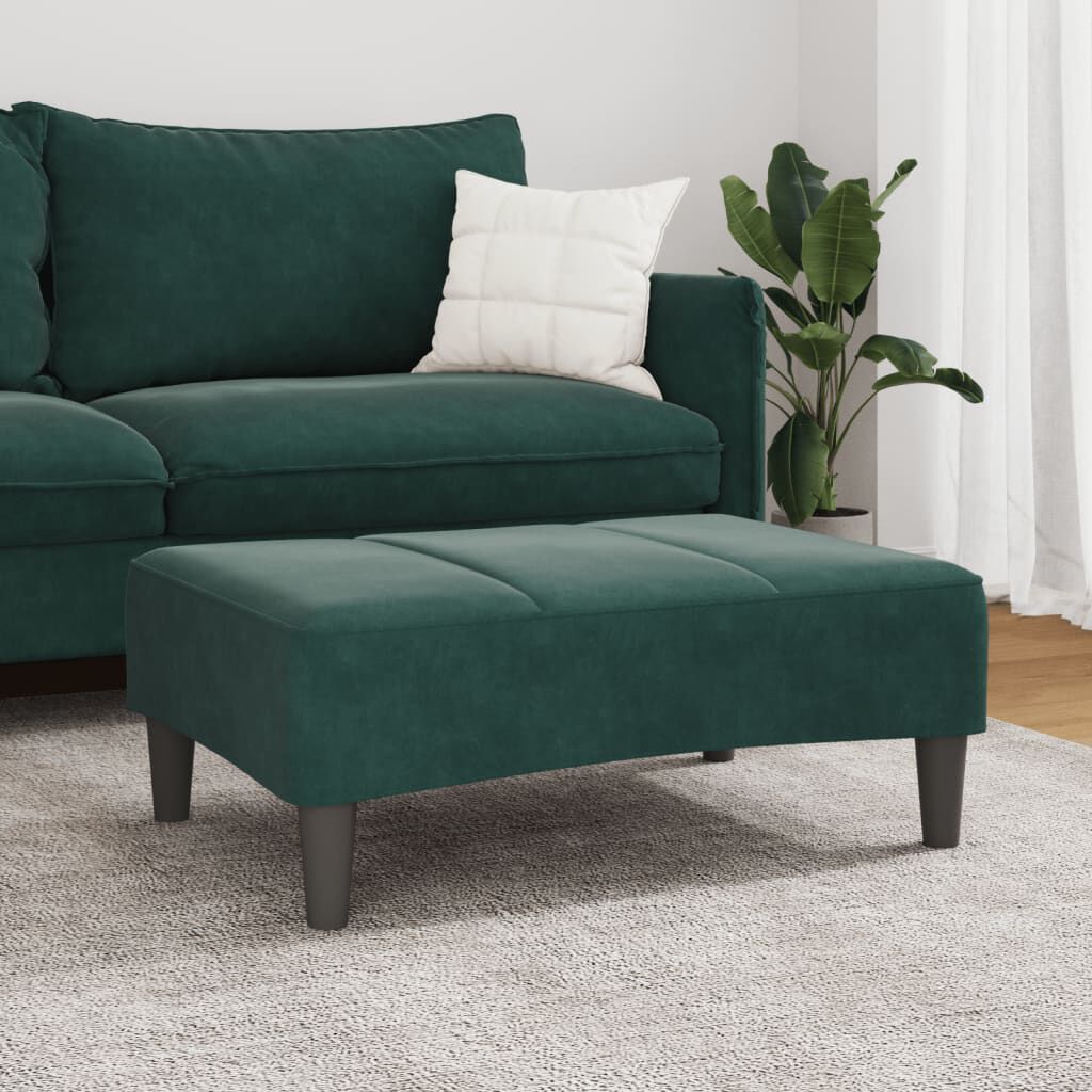 vidaXL Υποπόδιο Σκούρο Πράσινο 77x55x31 εκ. Βελούδινο