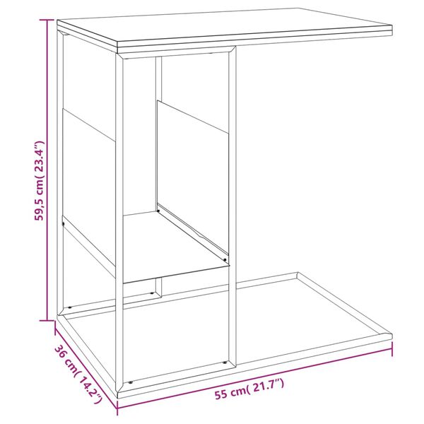 vidaXL Τραπέζι Βοηθητικό Μαύρο 55x36x59,5 εκ. από Επεξεργασμένο Ξύλο