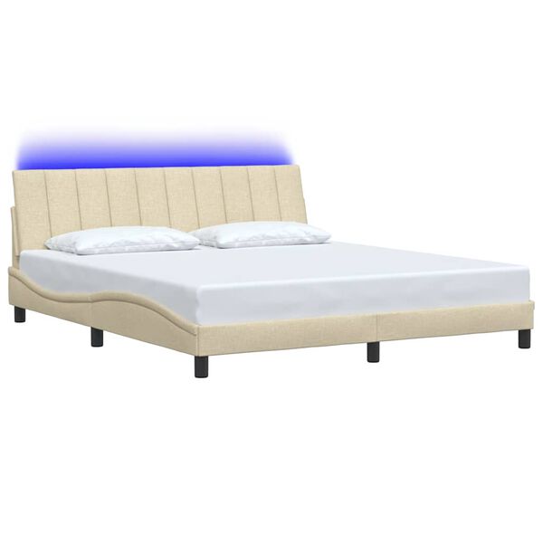 vidaXL Σκελετός Κρεβατιού Χωρίς Στρώμα Κρεμ 180x200 εκ. Υφασμάτινο