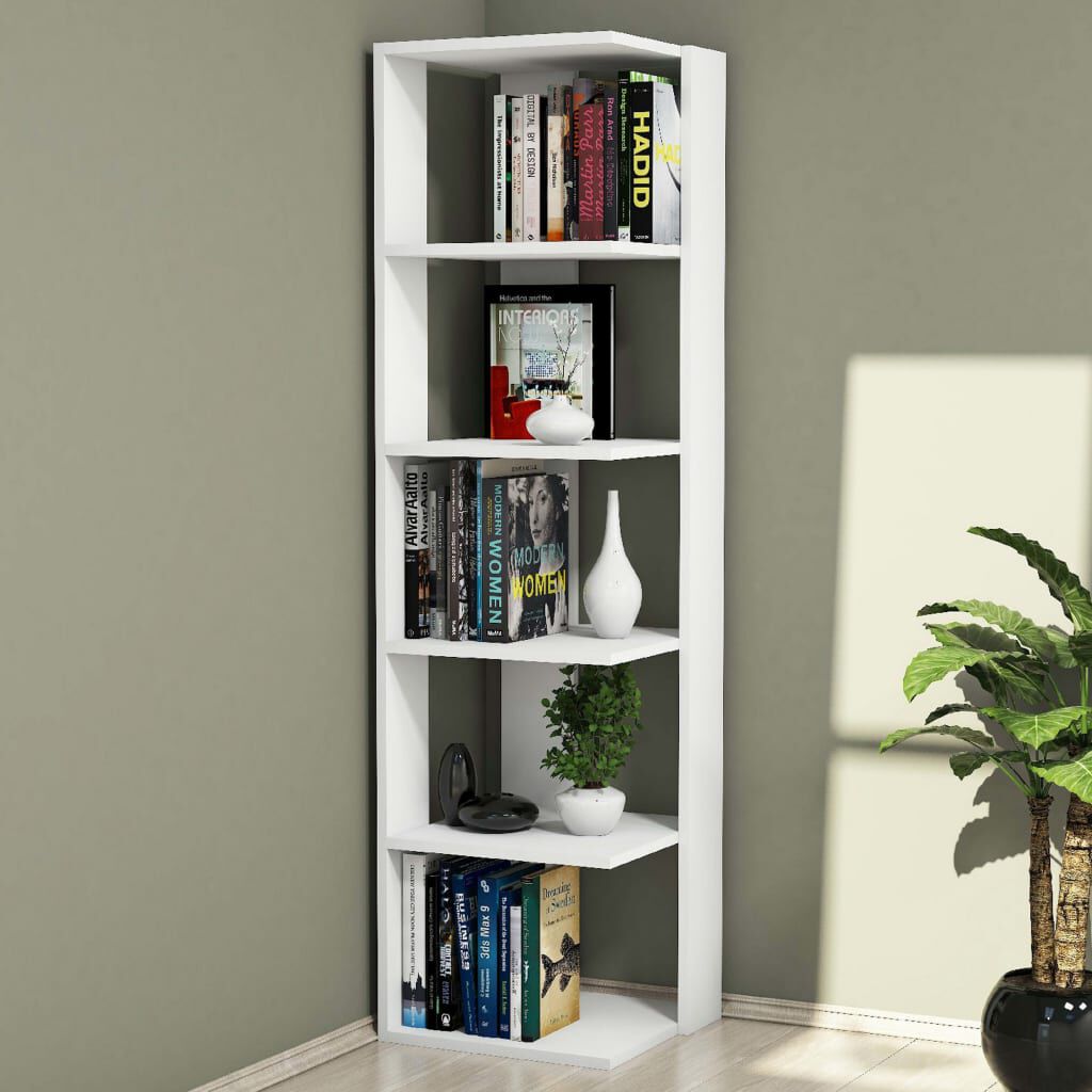 Homemania Βιβλιοθήκη Corner Λευκή 41,8 x 41,8 x 160,8 εκ.