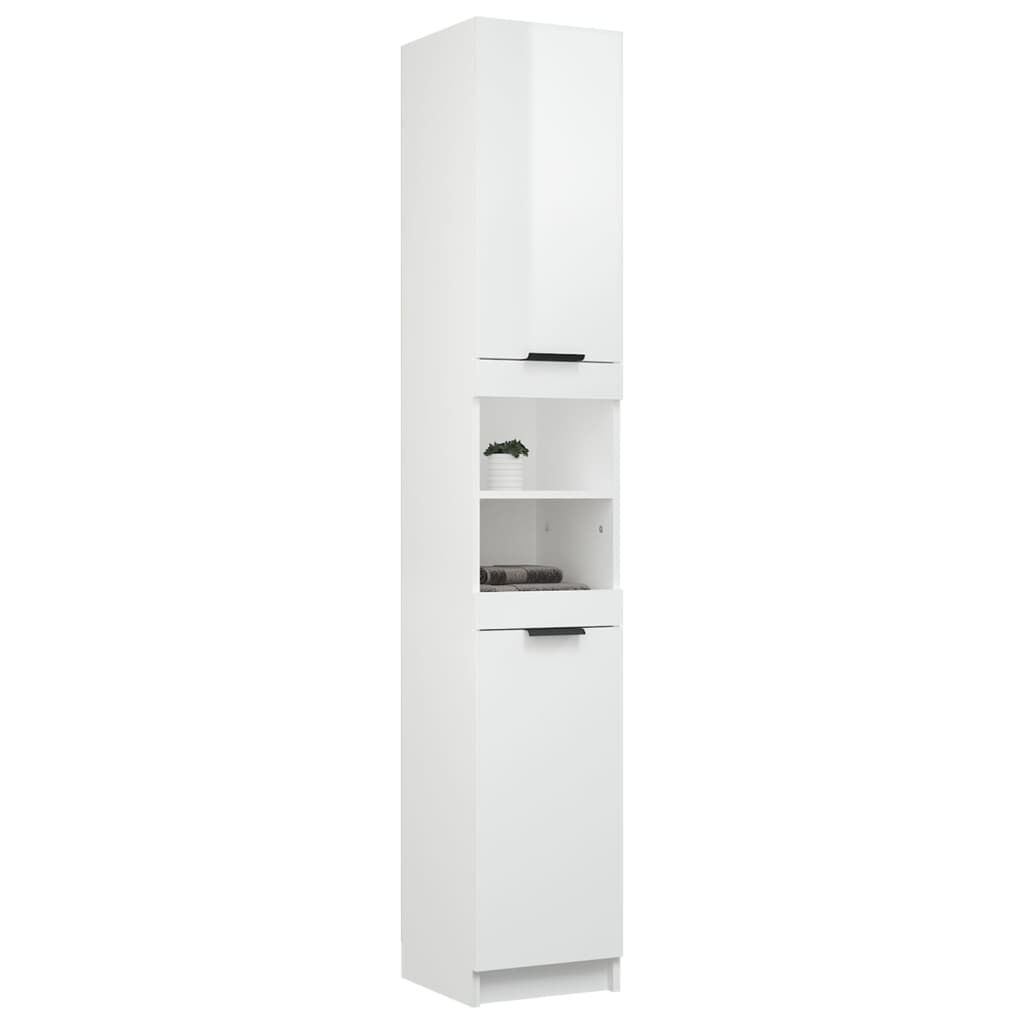 vidaXL Ντουλάπι Μπάνιου Γυαλιστερό Λευκό 32x34x188,5 εκ. Επεξεργ. Ξύλο