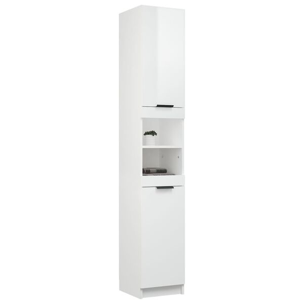 vidaXL Ντουλάπι Μπάνιου Γυαλιστερό Λευκό 32x34x188,5 εκ. Επεξεργ. Ξύλο
