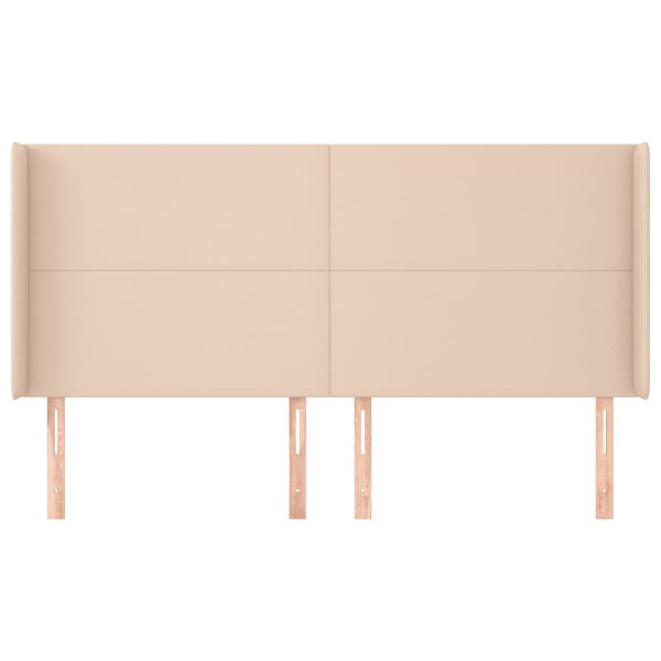 vidaXL Κεφαλάρι με Πτερύγια Καπουτσίνο 163x16x118/128 εκ. Συνθ. Δέρμα